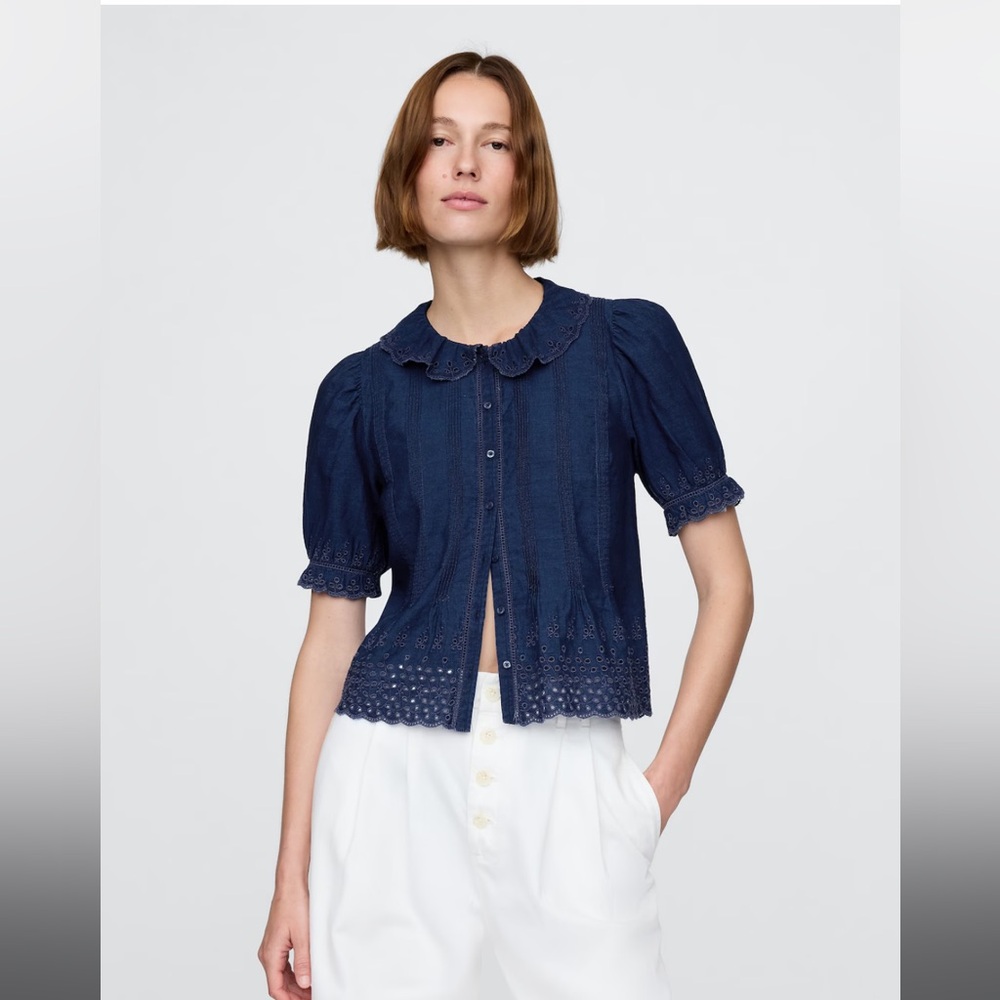 Gap × DÔEN Eyelet Shirt in Indigo